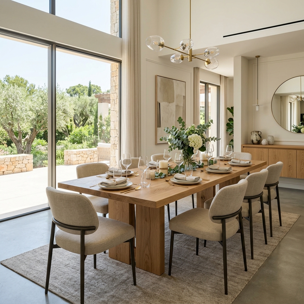 Luxurious custom-made oak wood dining table