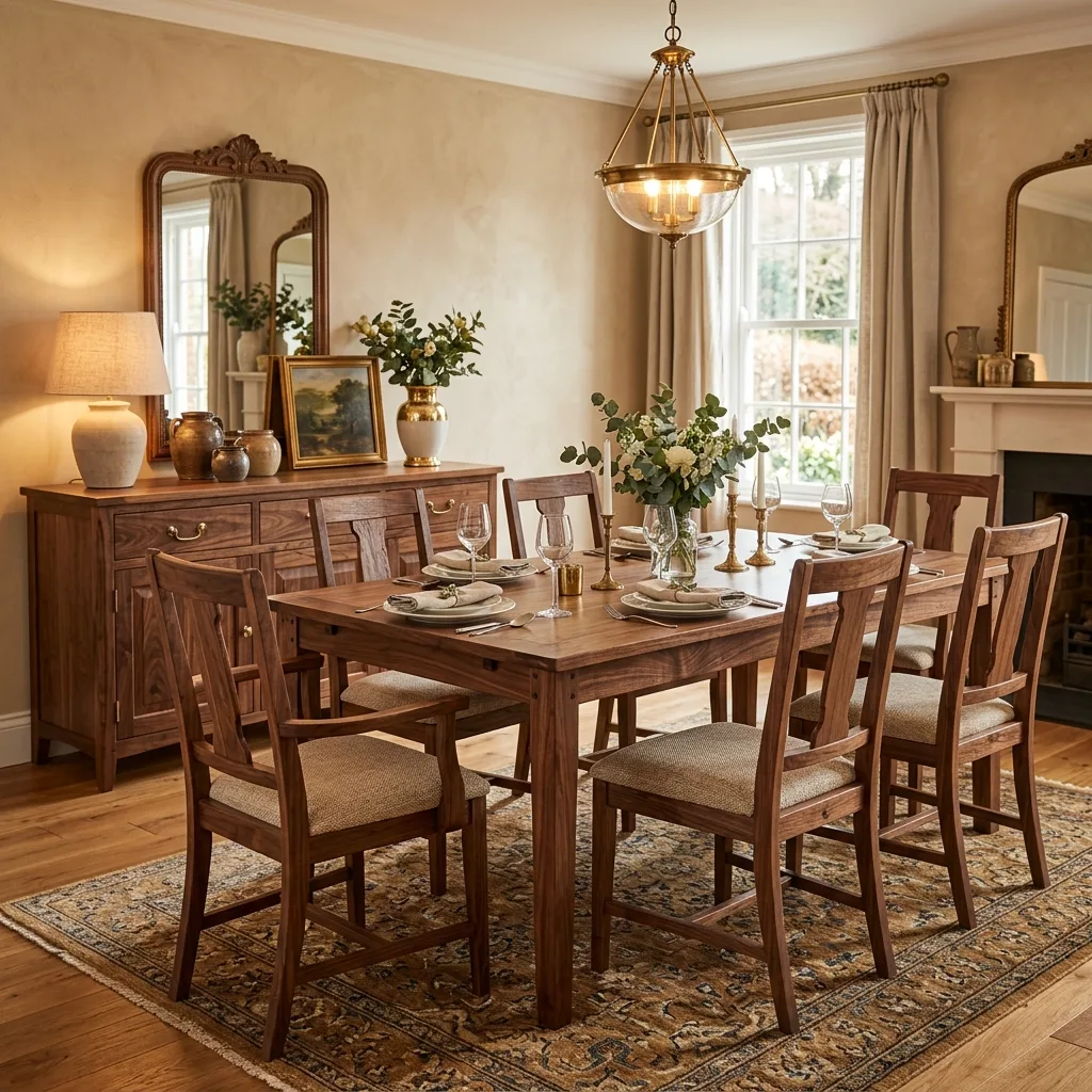 Handcrafted wooden dining table set